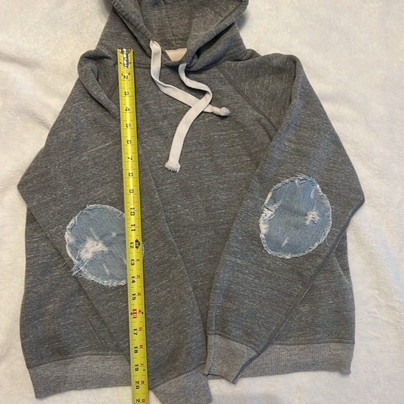 Small Free people Riley cotton hoodie with denim elbow patches. - Picture 3 of 8